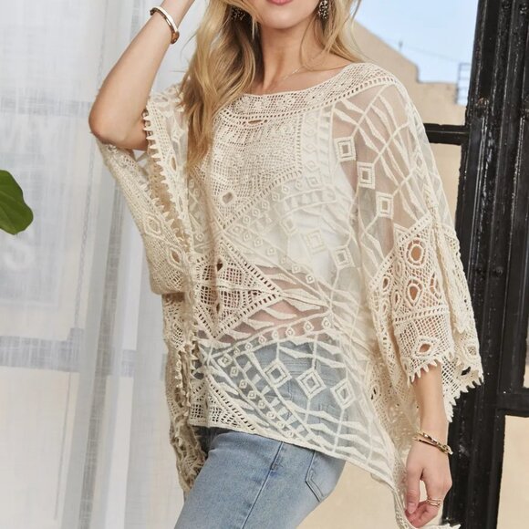 ADORA Boat‎ Neck Crochet Lace Cover Up - Picture 5 of 7